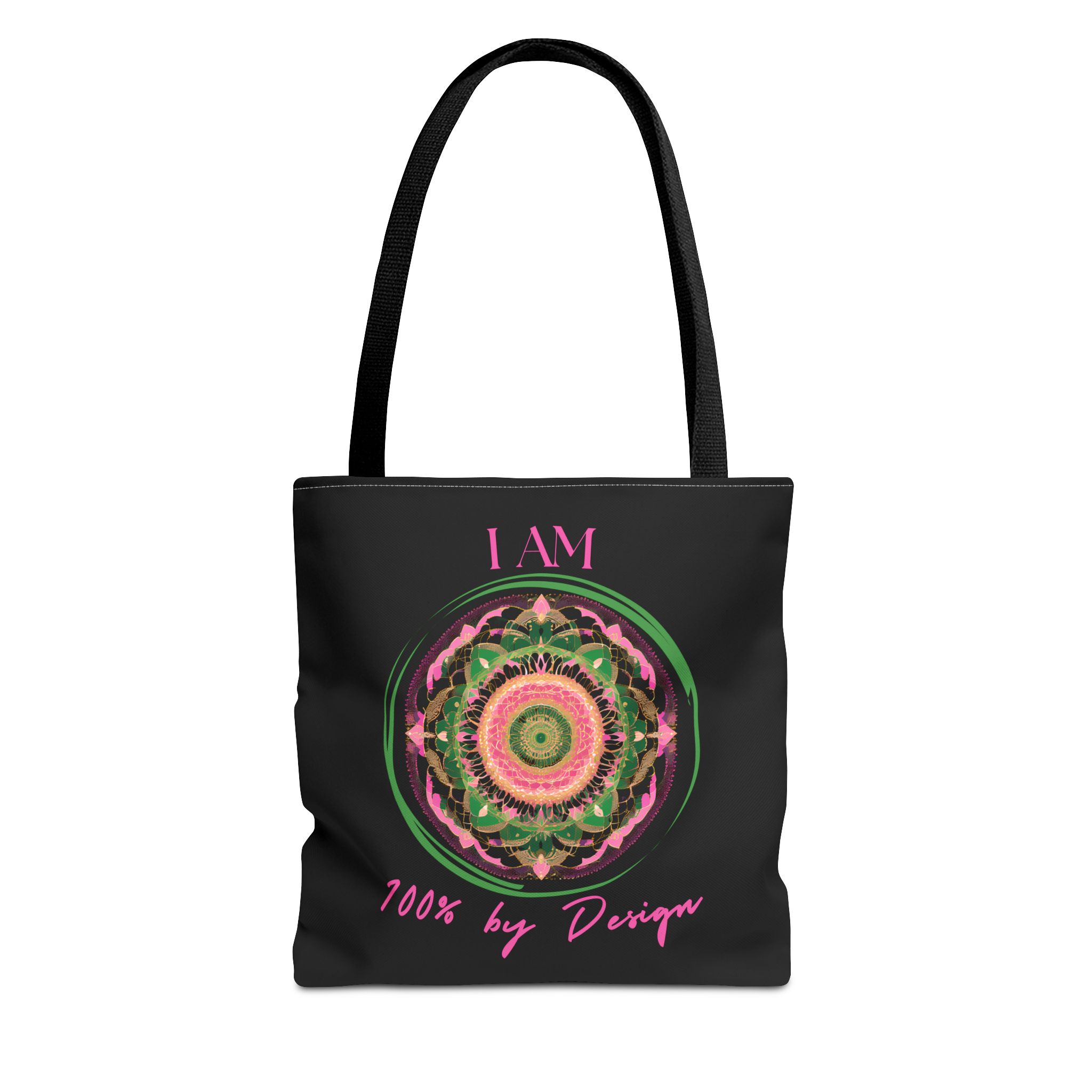 I AM 100 By Design - Mandala - Tote Bag BLK - PNK (AOP)