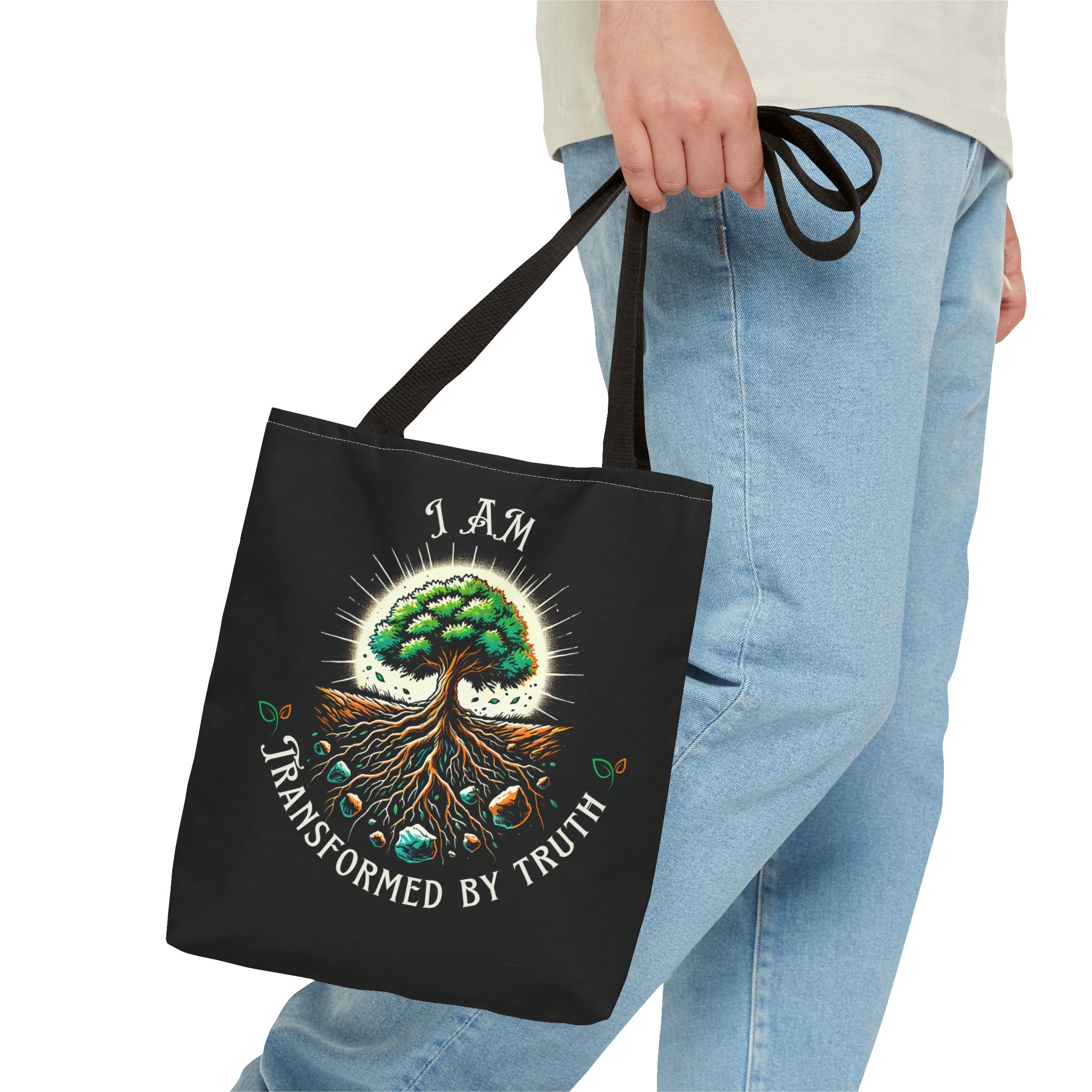 I AM Transformed By Truth - Tree - Tote Bag - BLK (AOP) - Image 2