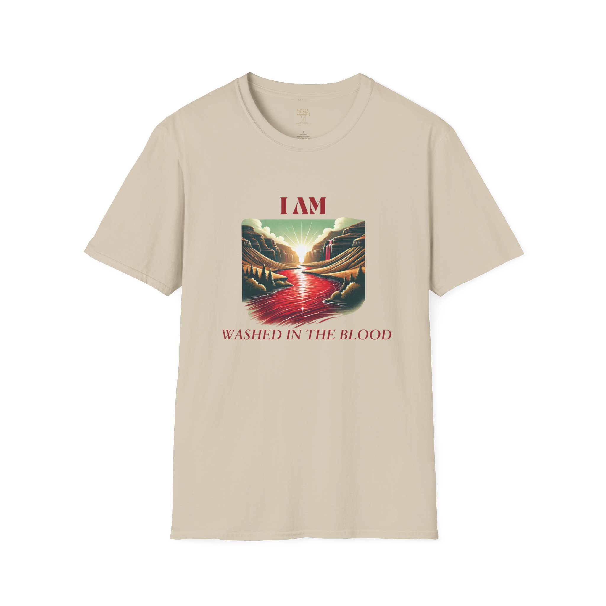 I AM Washed IN The Blood - River-Red - Unisex Softstyle T-Shirt - Image 9