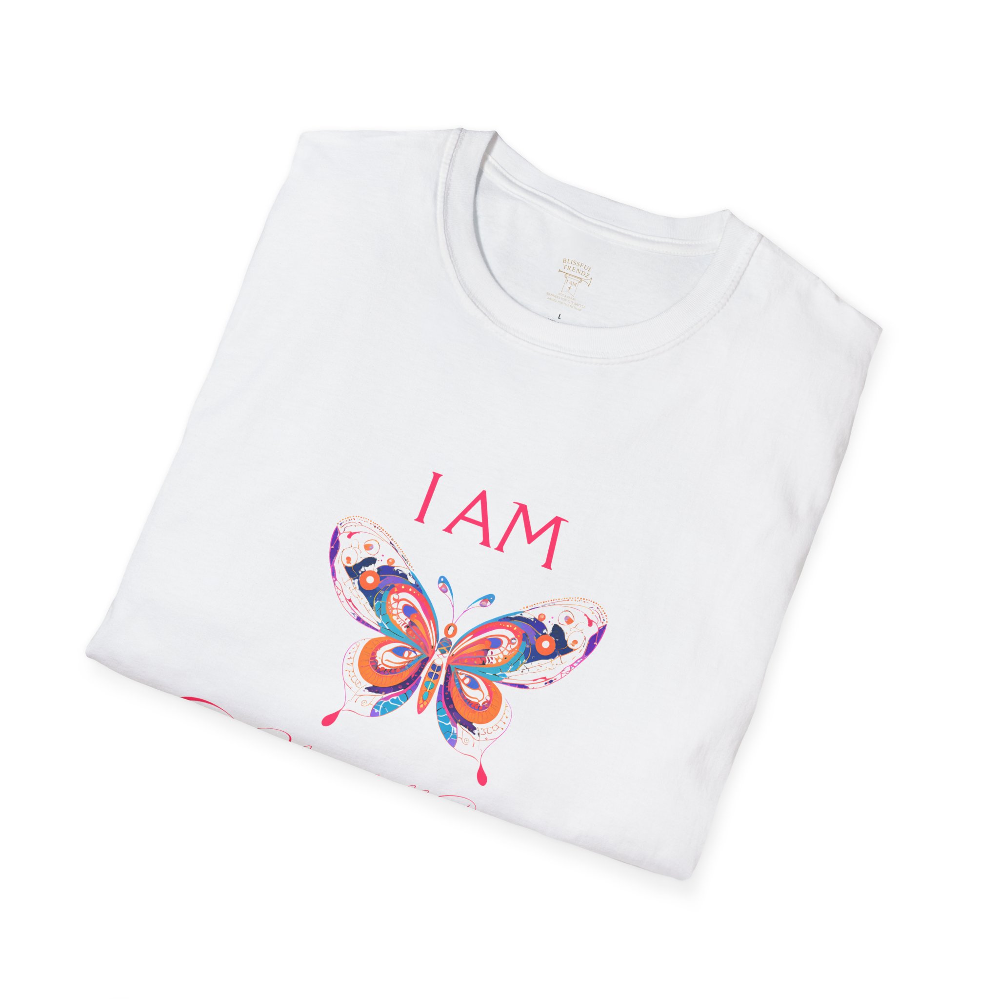 I AM Blissfully Unique Unisex Softstyle T-Shirt - Butterfly - Image 8