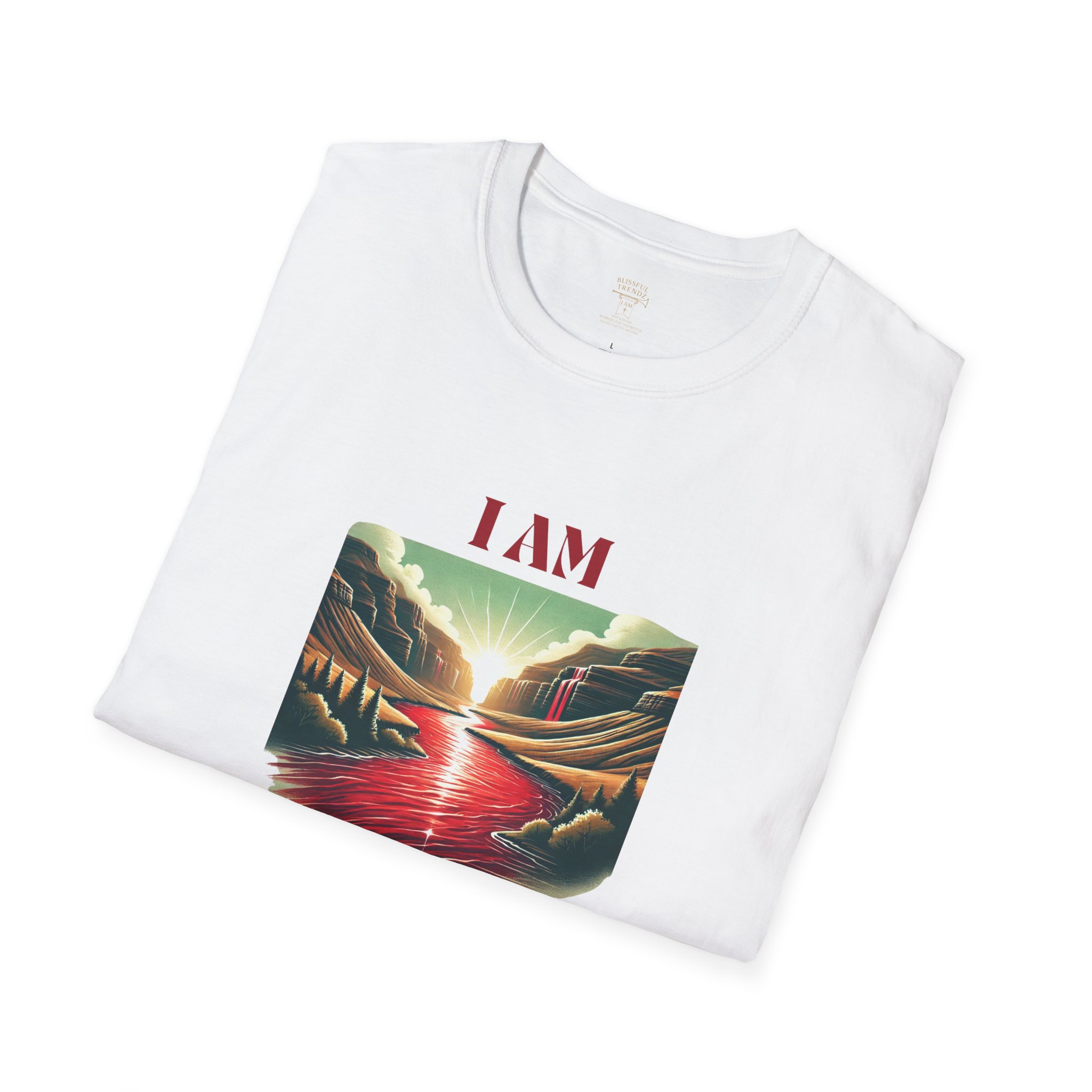 I AM Washed IN The Blood - River-Red - Unisex Softstyle T-Shirt - Image 7