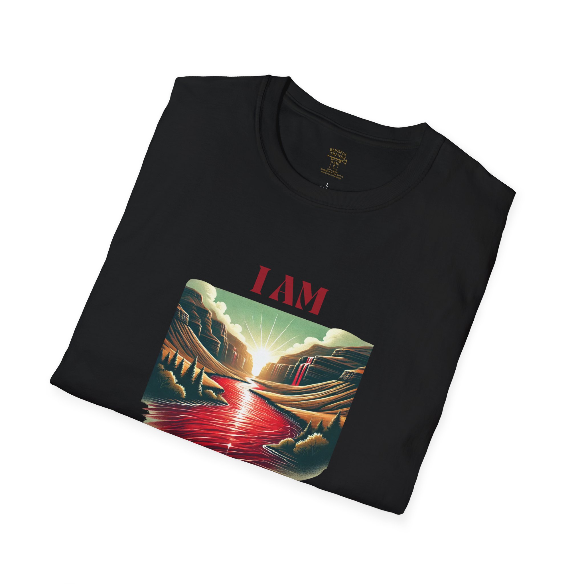 I AM Washed IN The Blood - River-Red - Unisex Softstyle T-Shirt - Image 3
