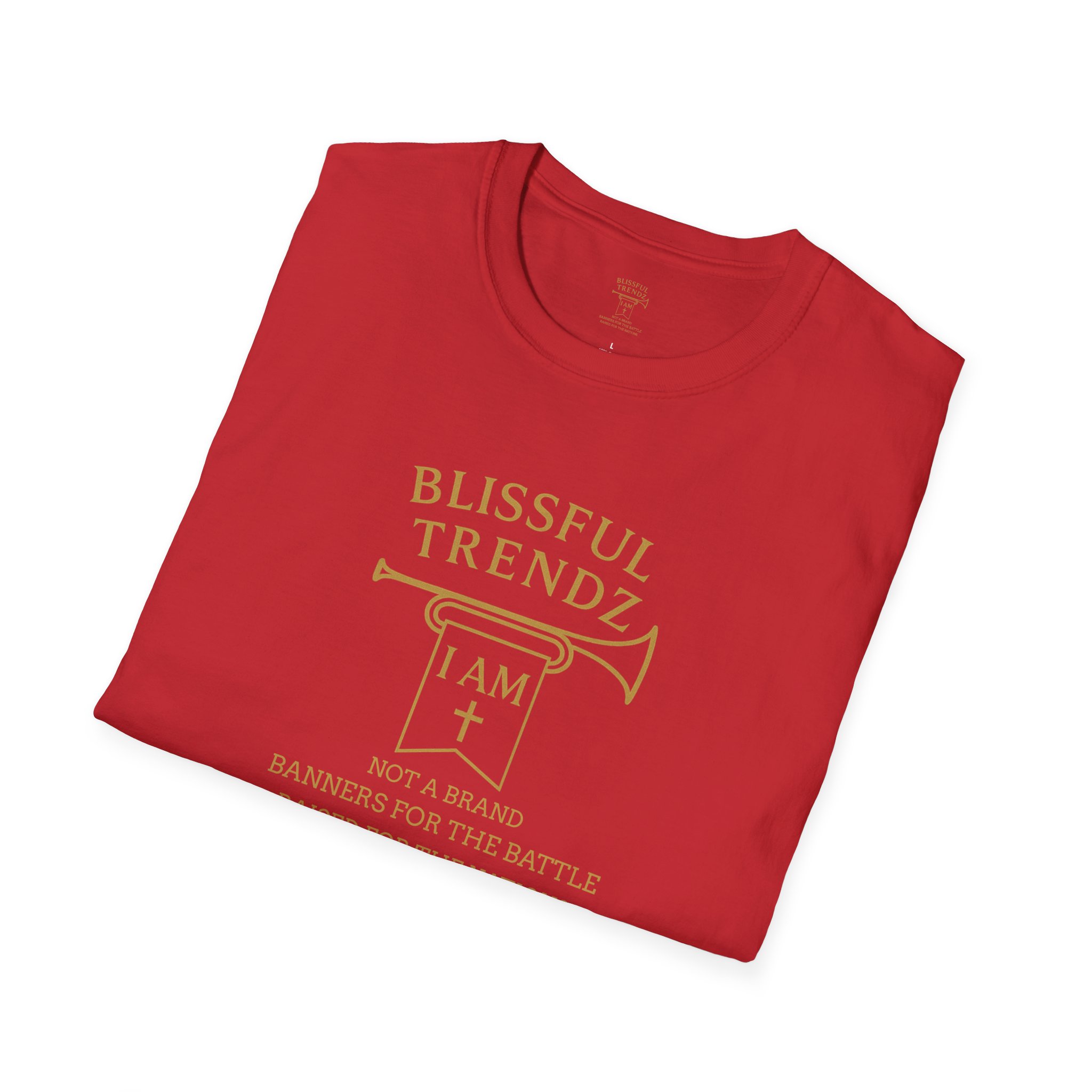 Blissful Trendz - I AM - Not A Brand - Banners For The Battle - Raised For The Nations - Unisex Softstyle T-Shirt - Gold - Image 39