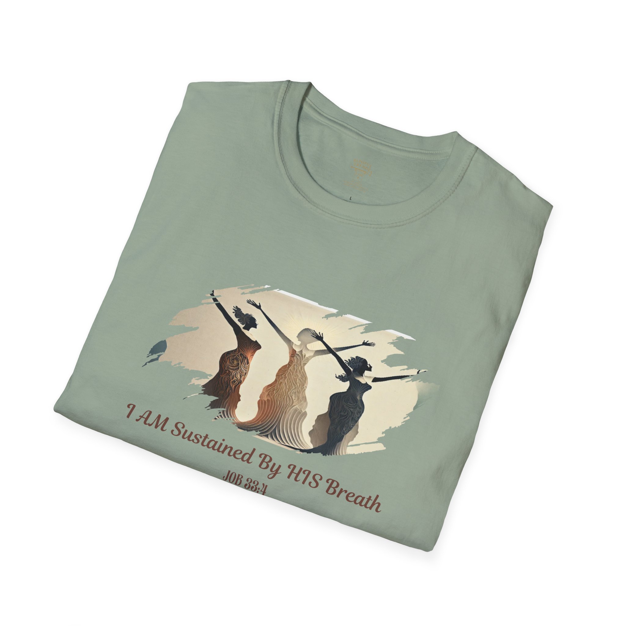 I AM Sustained By HIS Breath - Job 33:4 - Unisex Softstyle T-Shirt - Image 3