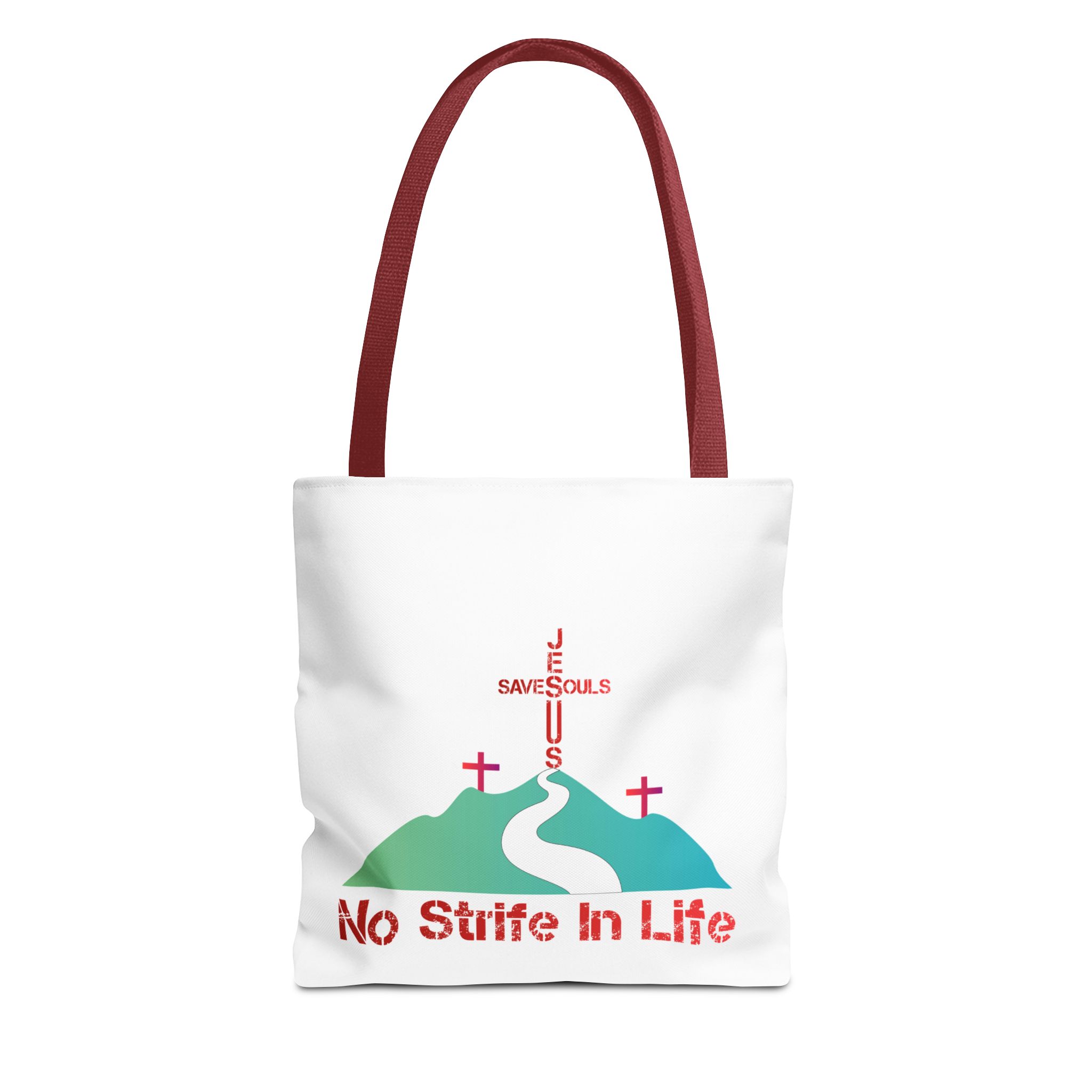 Jesus Saves Souls - No Strife In Life - Tote Bag - Red (AOP)