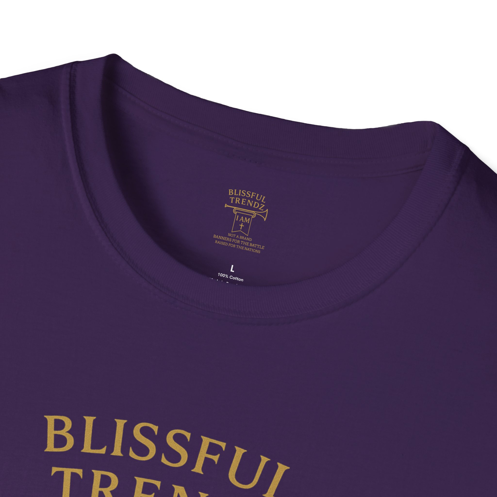 Blissful Trendz - I AM - Not A Brand - Banners For The Battle - Raised For The Nations - Unisex Softstyle T-Shirt - Gold - Image 32
